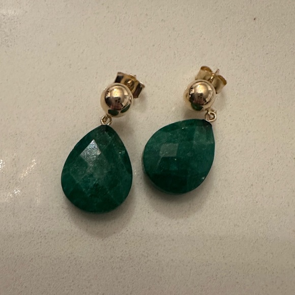 Ross Simons 18.00 ct. t.w. Emerald Teardrop Earrings in 14kt Yellow Gold NWT - Picture 3 of 3